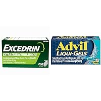 Excedrin Extra Strength 200 Count and Advil Liqui-Gels 160 Count Pain Relief Medicine Bundle