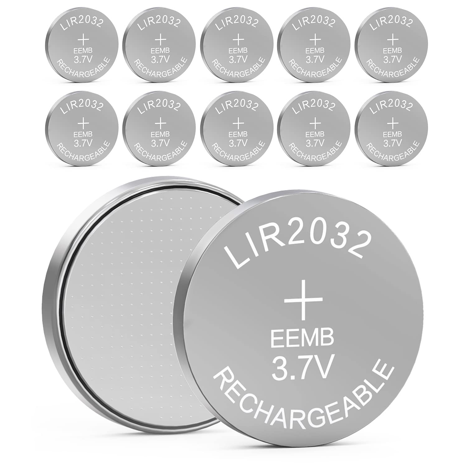 EEMB 10PCS LIR2032 Rechargeable Battery 3.7V Lithium-ion Coin Button Cell Batteries 45mAh 2032 Rechargeable Battery