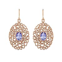 7X5MM Oval Shape 1.30ct Multi Gemstone 925 Sterling Silver Rose Gold Vermeil Filigree Teardrop Women Earrings Jewelry