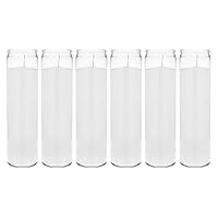 Mega Candles 6 pcs Unscented White 7 Day Devotional Prayer Glass Container Candle, Premium Wax Candles 2 Inch x 8 Inch, Great for Sanctuary, Vigils, Prayers, Blessing, Religious & More