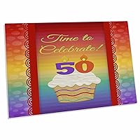 3dRose Cupcake, Number Candles, Time, Celebrate 50 Years Old... - Desk Pad Place Mats (dpd-244899-1)