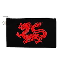 Chinese Magic Dragon Women's Canvas Coin Purse Change Pouch Zip Wallet Bag