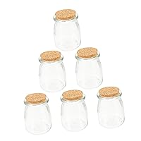 BESTOYARD 6 Sets Glass Jar with Lid Baby Yogurt Containers for Food Glass Canister with Lid Candle Glass Jars Jelly Holders Coffee Mug Stand Craft Clear Feeding Bottle Mold Cork