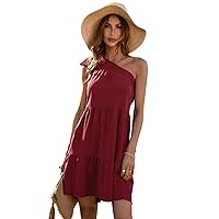 Summer dresses for women fashion design sleeveless, black/yello/red/blue/green colors (wine red, S)