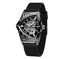 FORSINING Men's Waterproof Triangle Mechanical Skeleton Watch with Silicone Strap