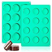 Webake Cake Puck Mold Set 2 Different Sizes, 12-Cavity Silicone Molds for Chocolate Covered Desserts, DIY Cake Cores, BPA Free, 2Pcs