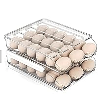 Large Capacity Egg Holder for Refrigerator, Egg Fresh Storage Box for Fridge, Clear Plastic Organizer Bin (2 Layer)