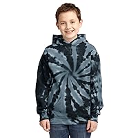 Port & Company Youth Essential Tie-Dye Pullover Hooded Sweatshirt, Black, XS