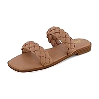 CUSHIONAIRE Women's Vicki braided slide sandal +Memory Foam, Wide Widths Available