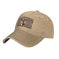 Deer Head Printing Print Unisex Adjustable Baseball Caps Washed Denim Trucker Hat Baseball Low Profile Dad Hat