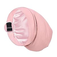 Satin Lined Sleep Cap Bonnet for Curly Hair and Braids, Stay On All Night Hair Wrap with Adjustable Strap for Women and Men, Pink, Pack of 1