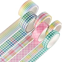 YUBX 6 Roll Washi Tape Set VSCO Decorative Tape for DIY Crafts, Journals, Planners, Scrapbooking, Wrapping (Rainbow)