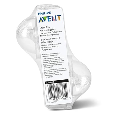Philips Avent Natural Baby Bottle Fast Flow Nipple, 6M+, Flow 4, SCF654/43, (Pack of 4)