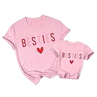 ASTANFY Mommy and Me Matching Outfits Valentines Day Shirts Women Besties Love Heart Tshirt Valentines Day Baby Girl Outfit