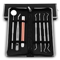 Dental Tools, 7 Pack Teeth Cleaning Tools Kit, Tartar Plaque Remover for Teeth, Dentist Tool Kit with Stainless Steel Dental Mirror, Tooth Scraper, Dental Picks, Tweezer and Oral Torch…