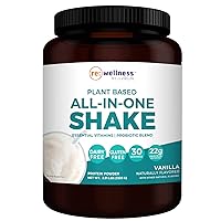 by JJ Virgin Vanilla Plant Based All in 1 Shake - Chia, Chlorella, Pea Protein Powder - Contains Essential Vitamins & Probiotic Blend to Support Immunity + Gut Health (30 Servings)