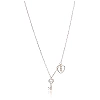 Amazon Collection Cubic Zirconia Key to My Heart Pendant Necklace in Sterling Silver, 16