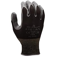 SHOWA Atlas 370B Nitrile Palm Coating Glove, Black, Medium (Pack of 12 Pairs)