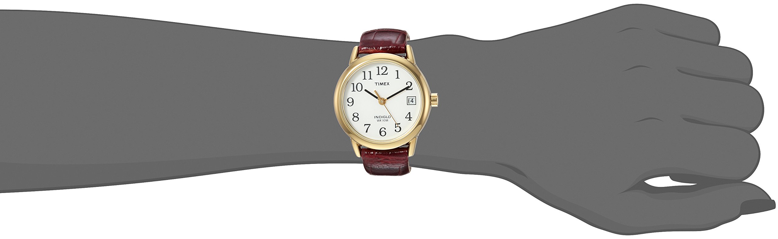 Timex Women's TW2R63400 Easy Reader 25mm Burgundy Croco Pattern Leather Strap Watch