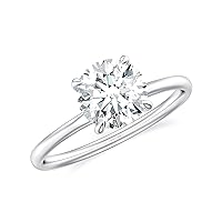 Lab Created Moissanite Round Solitaire Ring for Women Girls in Sterling Silver / 14K Solid Gold/Platinum