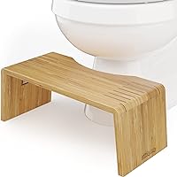 Oslo Folding Bamboo Toilet Stool – 7 Inches, Collapsible Bathroom Stool for Kids and Adults – Brown, Portable and Space-Saving