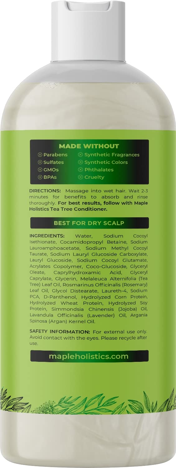 Tea Tree Shampoo for Men and Women - Invigorating Tea Tree Oil Shampoo Sulfate Free with Rosemary Essential Oil - Refreshing Daily Clarifying Shampoo for Build Up plus Dry or Oily Hair and Scalp Care