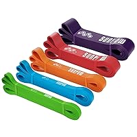SUNPOW Pull Up Assistance Bands - Set of 5 Resistance Heavy Duty Workout Exercise Stretch Fitness Bands Assist Set for Body, Instruction Guide and Carry Bag Included