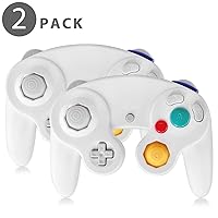 TNP GameCube Controller Nintendo GC and Wii Compatible GameCube Video Game Console Remote Classic Wired Gaming Joystick Gamepad Joypad NGC Replacement Accessories (2 Pack, White)
