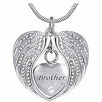 Heart Cremation Urn Necklace for Ashes Urn Jewelry Memorial Pendant with Fill Kit and Gift Box - Always on My Mind Forever in My Heart for Brother(April)