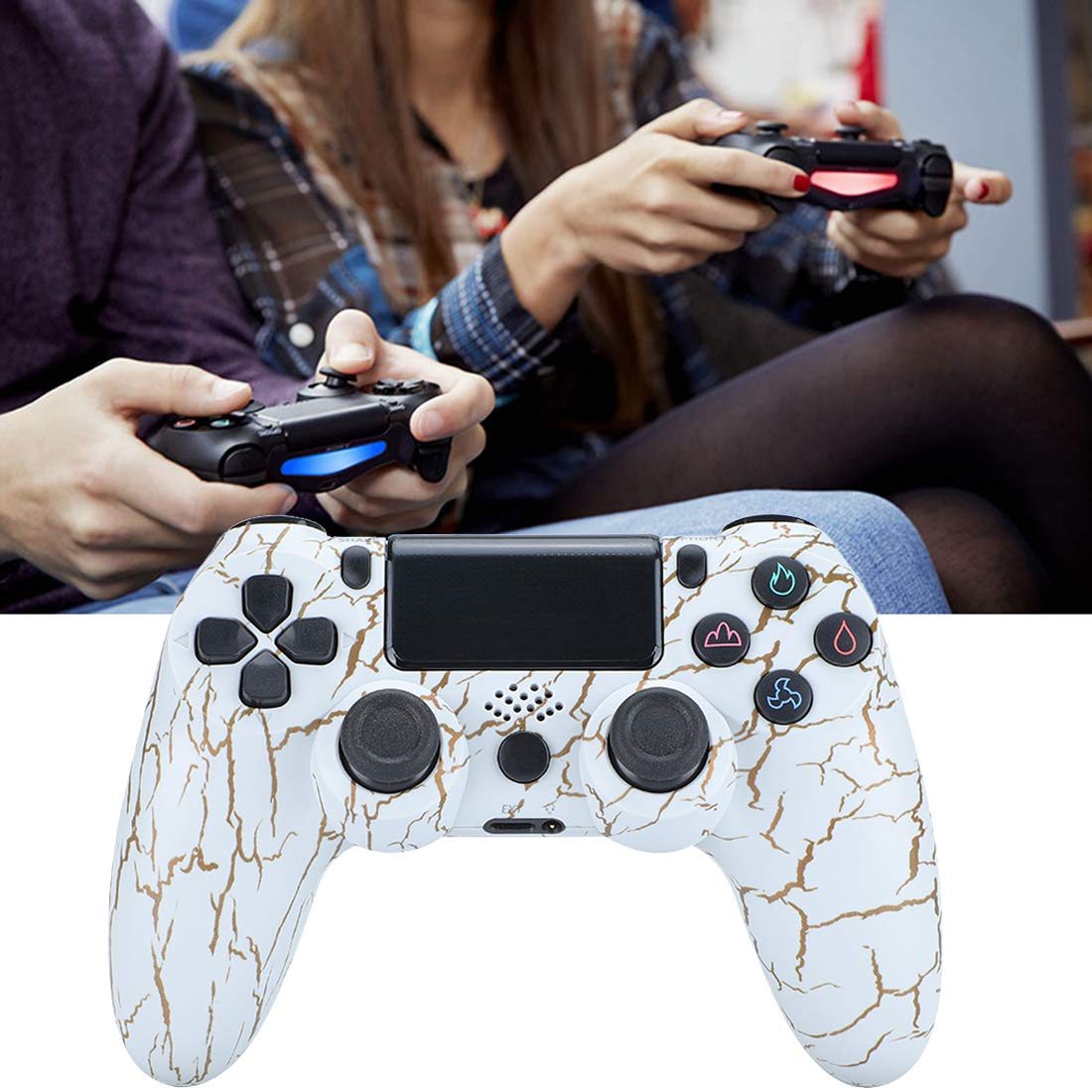 JSvsza Controller for PS4, Wireless Controller Compatible with PS4/PS4 Pro/PS4 Slim/PC with Touch Panel/Audio Function/6-Axies Sensor/Dual Vibration,600mAh Battery (S7)