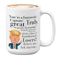 Captain Trump Coffee Mug, Present for Pilots, Sailors, Army, Police Captains