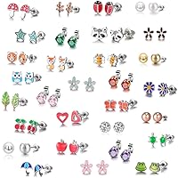 30 Pairs Small Mixed Bees Animals Earrings, Fashion Frogs Mushroom Daisy Stud Earrings Jewelry