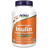 NOW Supplements, Inulin Prebiotic Pure Powder, Certified Organic, Non-GMO Project Verified, Intestinal Support*, 8-Ounce