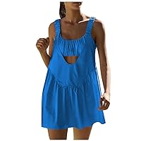 Summer Dress for Women Trendy,Smocked Cut Out Casual Flowy Tennis Dress Sexy Sleeveless Off Shoulder Mini Sundress