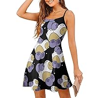 Guinea Pig and Blueberry Spaghetti Strap Mini Dress Sleeveless Adjustable Beach Dresses Backless Sundress for Women