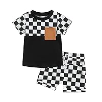 Karwuiio Toddler Baby Boy Girl Clothes Checkerboard Print Long Sleeve Sweatshirt Tops and Pants Fall Clothing Set