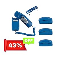 iSoHo Phones Bundle of 4 Blue Landline Phones with 15ft Cord - Ideal for Office, Business, and Home
