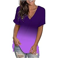 Short Sleeve Tie Dye Tops for Women, Summer Casual V Neck T-Shirt, Fashion Comfy Soft Tunic Loose Fit Blouse Tees