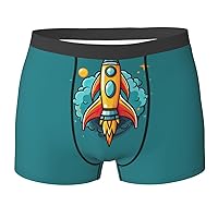 rocket clipart space ship Print Men's Boxer Briefs Underwear Trunks Stretch Athletic Underwear for Moisture Wicking
