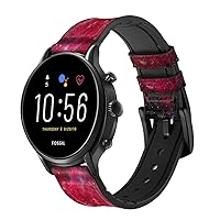 CA0677 Zodiac Red Galaxy Leather Smart Watch Band Strap for Fossil Hybrid Smartwatch Nate, Hybrid HR Latitude, Hybrid Smartwatch Machine Size (24mm)