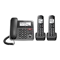 Expandable Corded/Cordless Phone System with Answering Machine and One Touch Call Blocking – 2 Handsets - KX-TGB852B (Black)