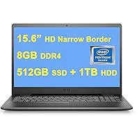 Dell Premium Inspiron 3000 3502 15 Laptop I 15.6” HD Narrow Border Display I Intel 4-Core Pentium Silver N5030 I 8GB DDR4 512GB SSD + 1TB HDD I USB 3.2 Win10 Black (Renewed)