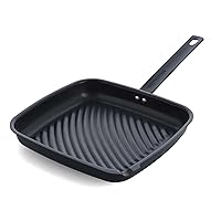 Merten & Storck Pre-Seasoned Carbon Steel Square Grill Pan, Cast Iron, Lightweight and Durable, Sear Grill Broil Fry, Indoor Outdoor Cooking, Easy to Clean, Oven Safe, Induction, Steel Handle, Black
