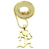 Juggalette Small Pendant Gold Color with 30 Inch Box Link Necklace