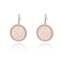 Women's Drop Dangle Earring,Tree of Life Earring Rose Gold Silver Earring Shining Rhinestone Earring with CZ Crystal