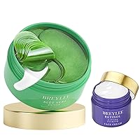 Aloe Vera Eye Masks/60 Pcs/Retinol Eye Cream-20g Reduce Puffy Eyes & Dark Circles, Firm & Improve Under Eye Skin, Pure Natural Extracts, Two layers of care& Reduction of Fine Lines and Wrinkl