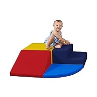 SoftScape Toddler Playtime Corner Climber, Indoor Active Play Structure for Toddlers and Kids, Safe Soft Foam for Crawling and Sliding (4-Piece Set) - Blue/Red, 11619-BLRD