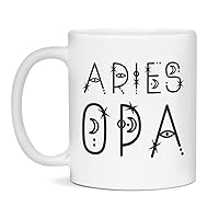 Jaynom Aries Coffee Mug for Opa | Zodiac Birthday Ceramic Tea Cup, 11-Ounce White