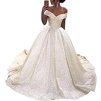Wedding Dress lace up Back Sequins Ball Gowns Off The Shoulder Dresses for Women Formal