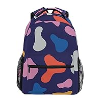 ALAZA Colorful Cow Print Animal Backpack Purse with Multiple Pockets Name Card Personalized Travel Laptop School Book Bag, Size M/16.9 inch